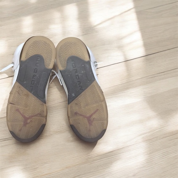 Air Jordan Retro 5 Cement Sneakers White and Gray with Red Accents - Picture 7 of 7